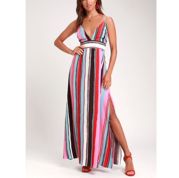 Lulus Dresses & Skirts - Lulu's 'Andi' Sleeveless Stripe Maxi Dress, Sz L
